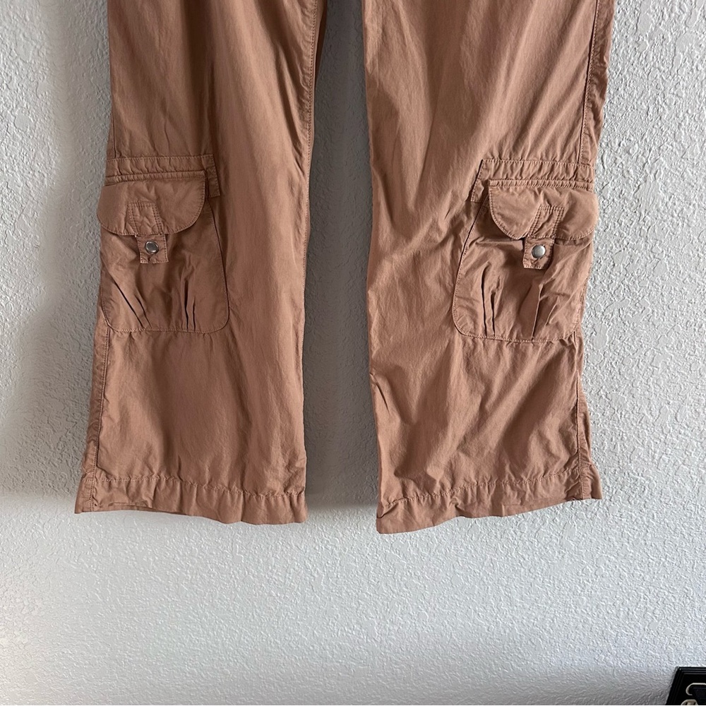 Pilcro Tan Cargo Pants Women’s 25 Utility Pocket Wide Leg Ankle Length - Picture 6 of 14